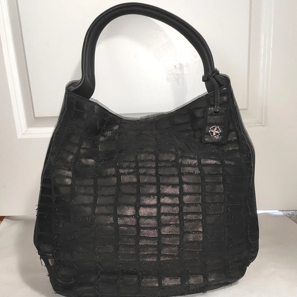 DESMO Large Croc Effect Leather Carrie Hobo